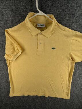 VTG Chemise Lacoste Yellow Size 5 Polo Shirt Adult Croc Logo Short Sleeve Cotton